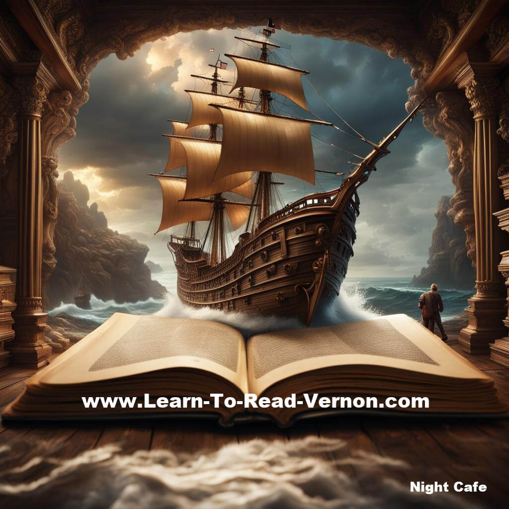 Boat floating on book