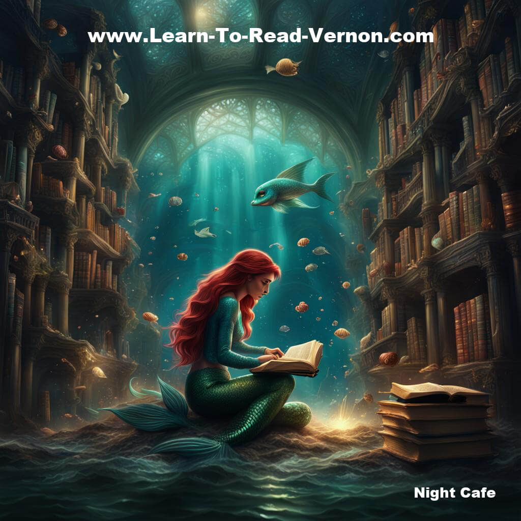 Mermaid reading underwater