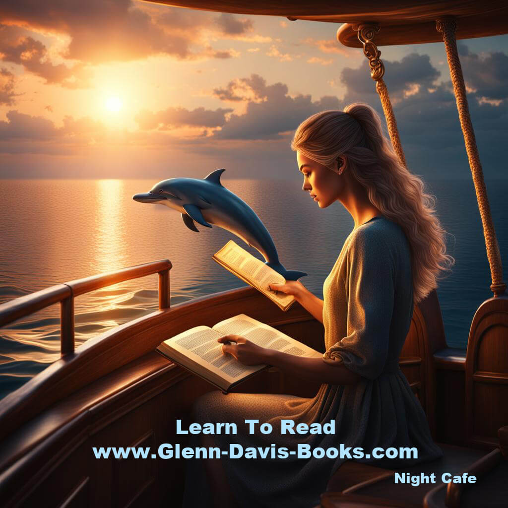 Woman Reading with Dolphin in background