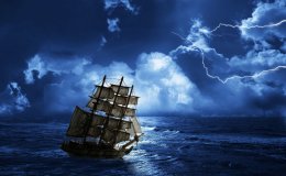 Ship in storm