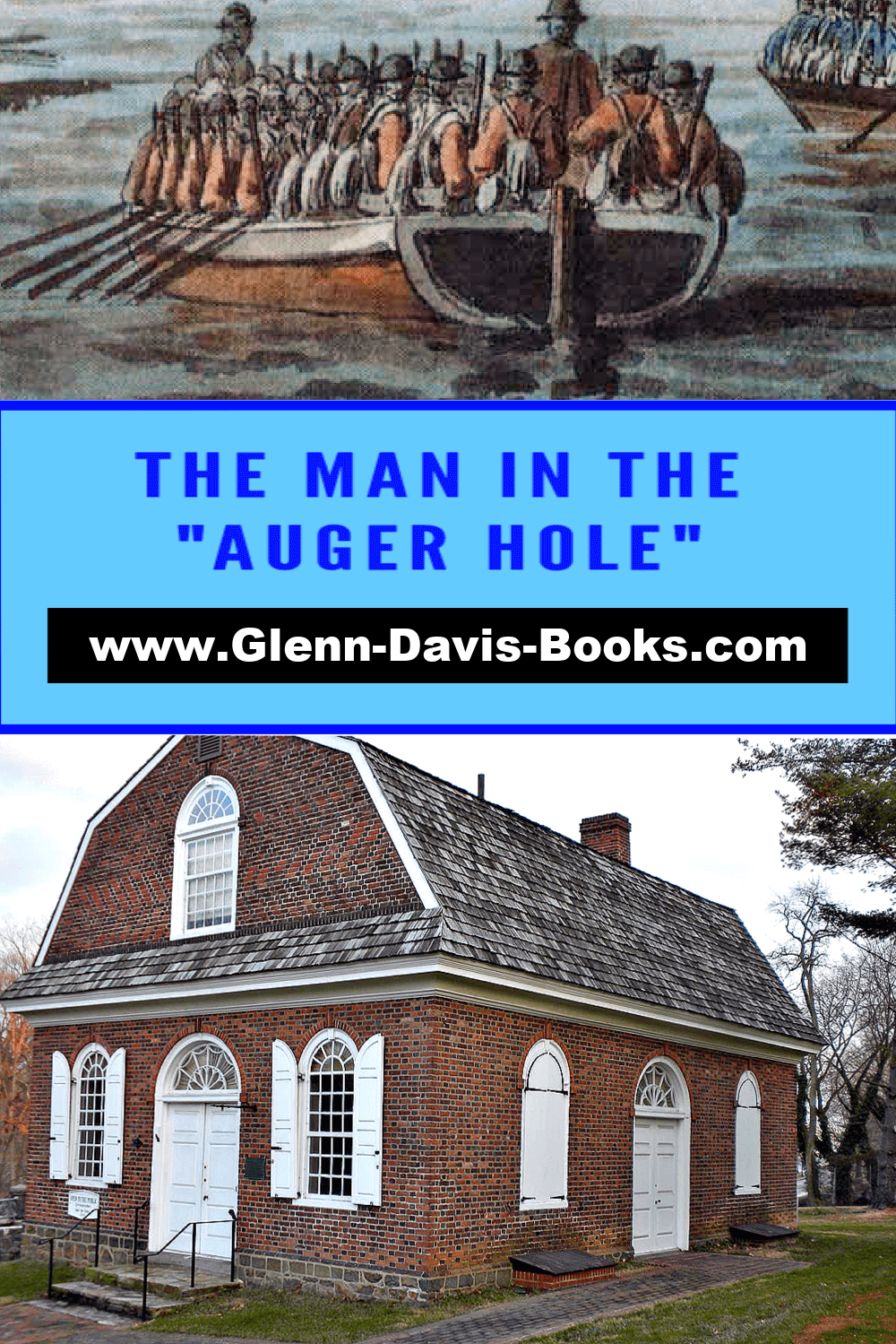 British soldiers in a boat and a colonial house.