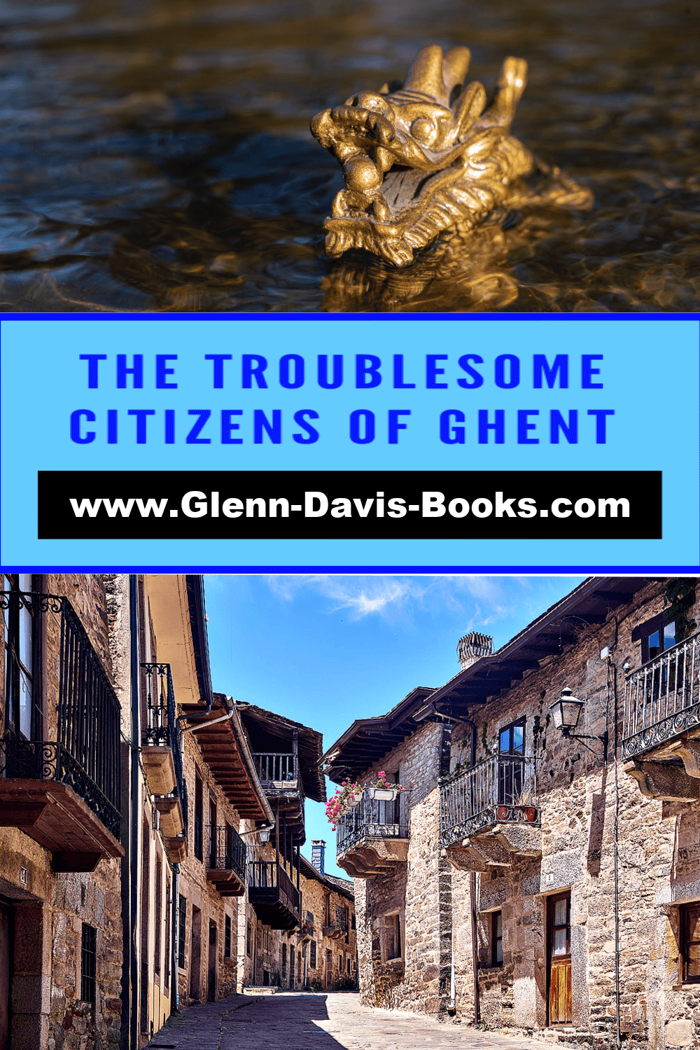 Golden idol and medieval town