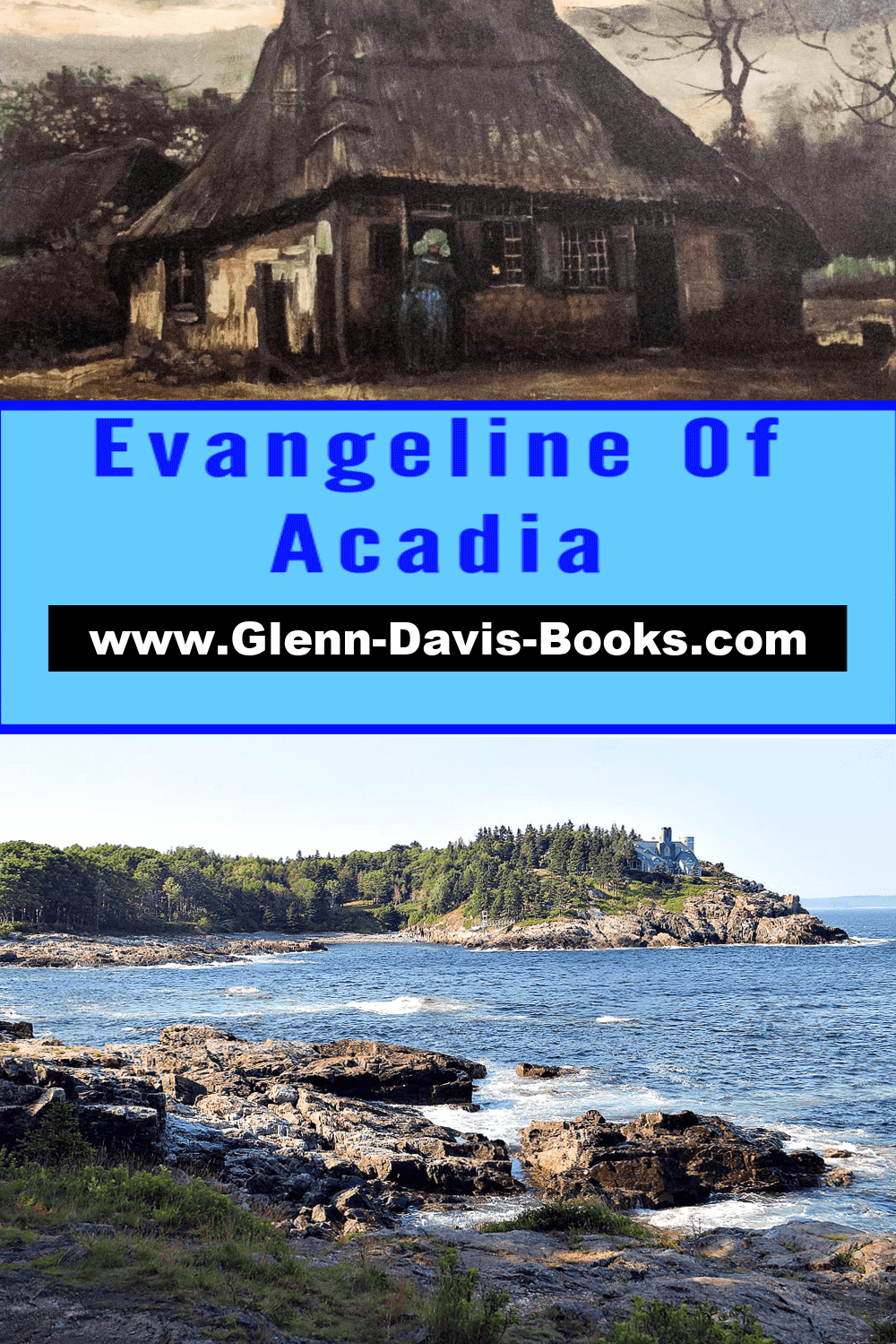 Thatched-Roof house and coastline.