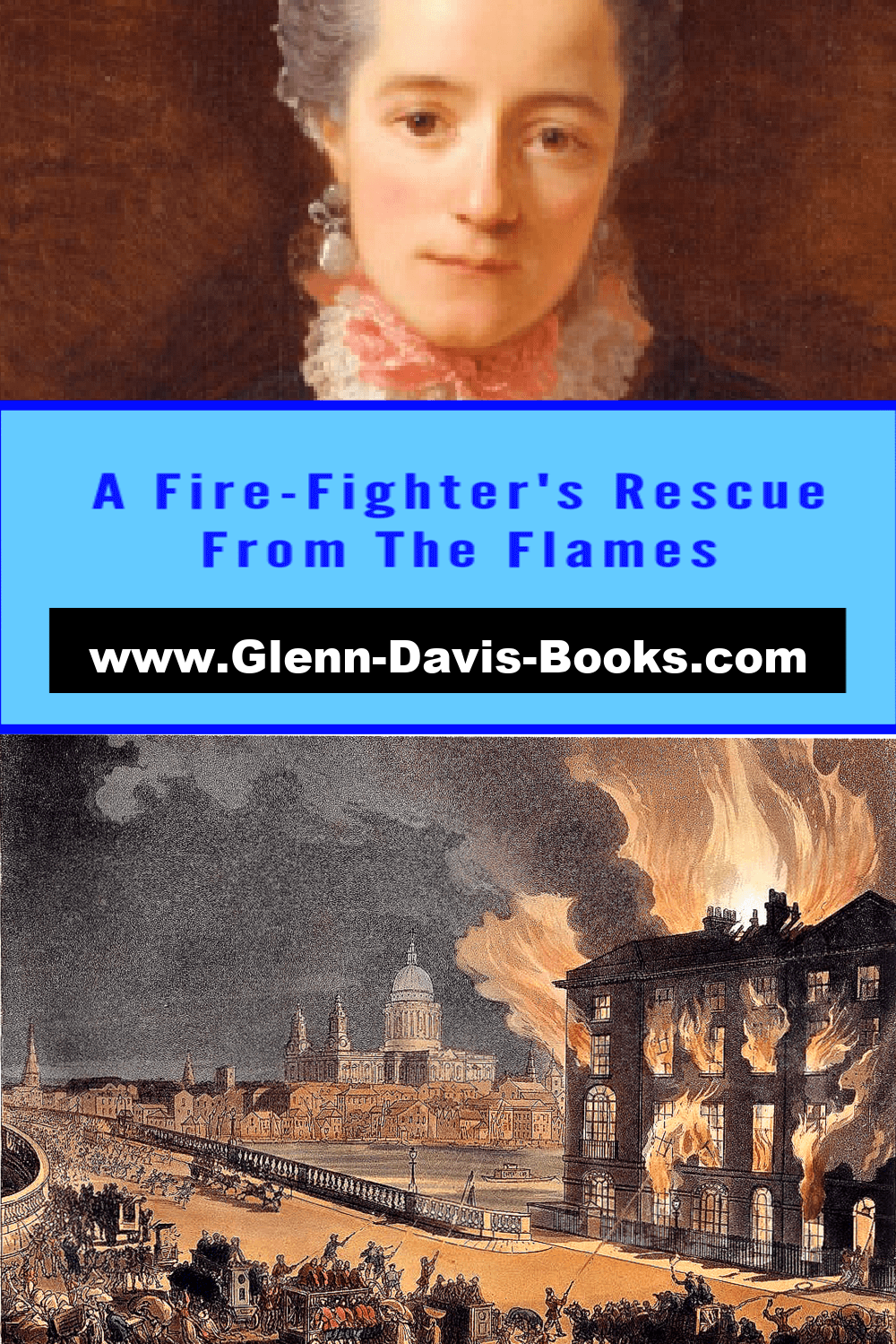 Lady Dover and a burning building.