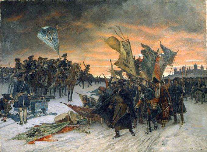 Picture from free-images.com painting of the victory at Narva.